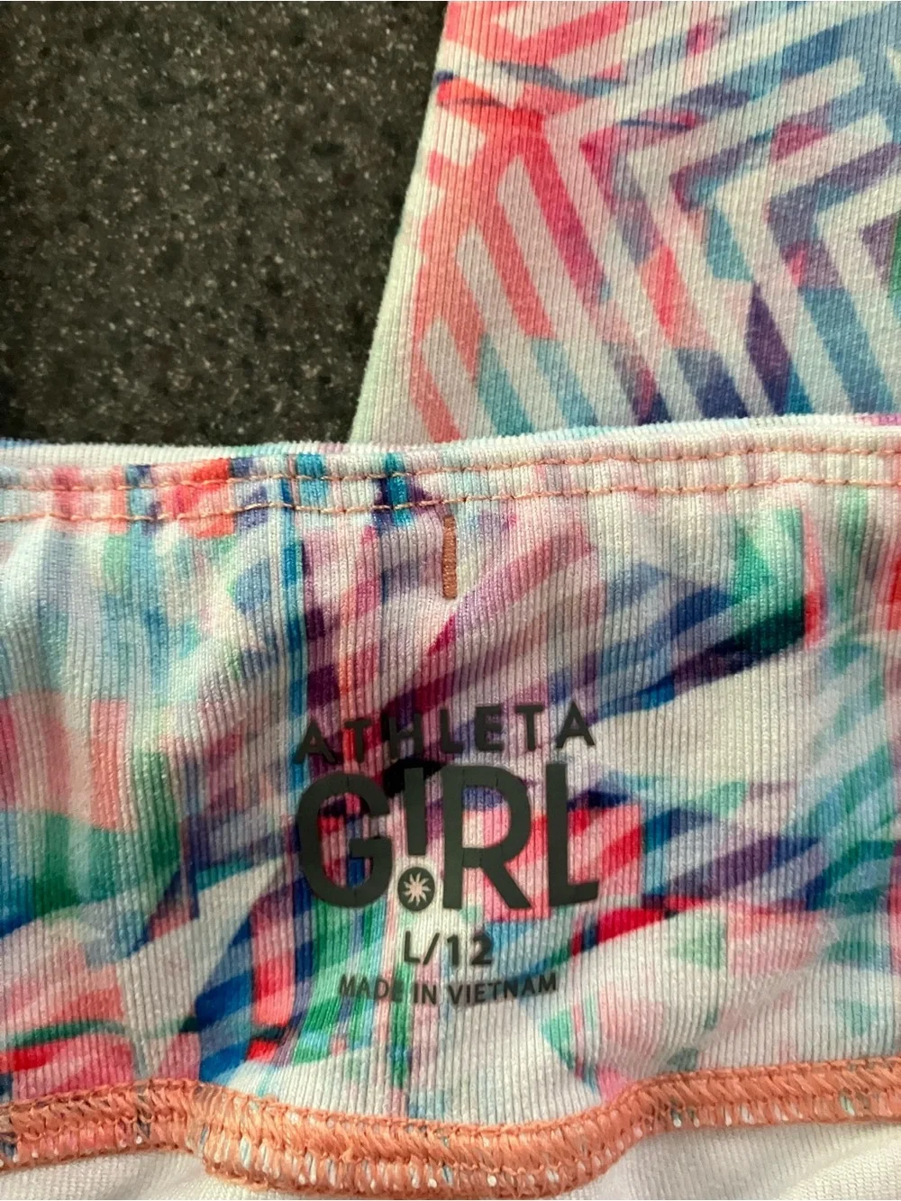 Athleta Girls' Multicolor Geo Stripe Leggings - Pink, Blue, Green